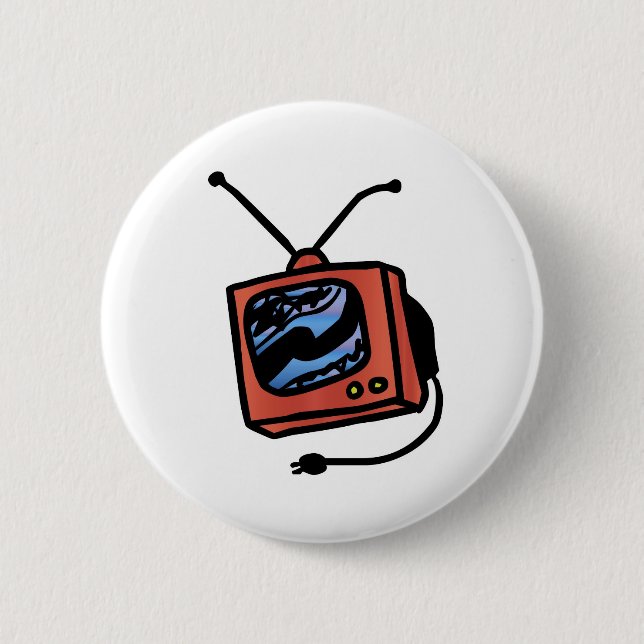 Tv Set 6 Cm Round Badge (Front)