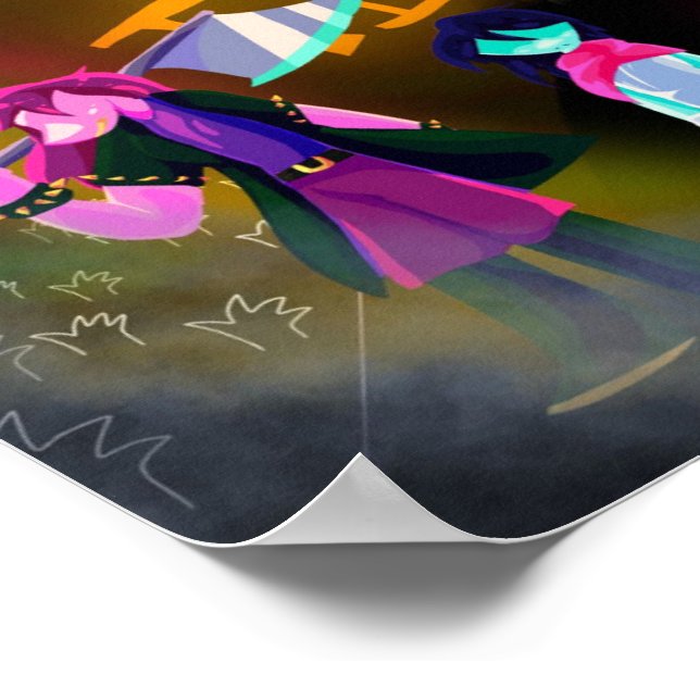 TV Time Showdown – Colourful Anime Battle Art Poster (Corner)