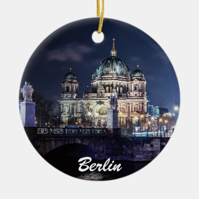 TV tower and Berlin Cathedral in Berlin, Germany Ceramic Tree Decoration (Front)