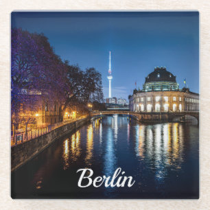 TV tower and museum island in Berlin, Germany Glass Coaster