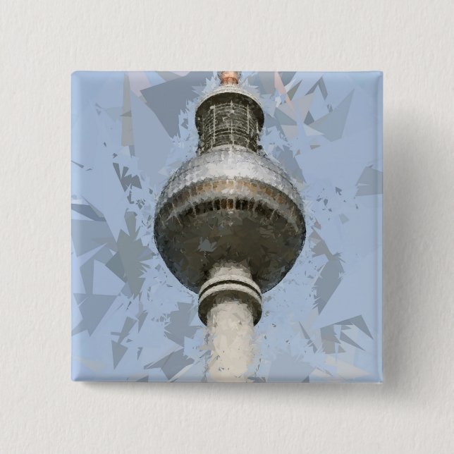 TV Tower Berlin 15 Cm Square Badge (Front)
