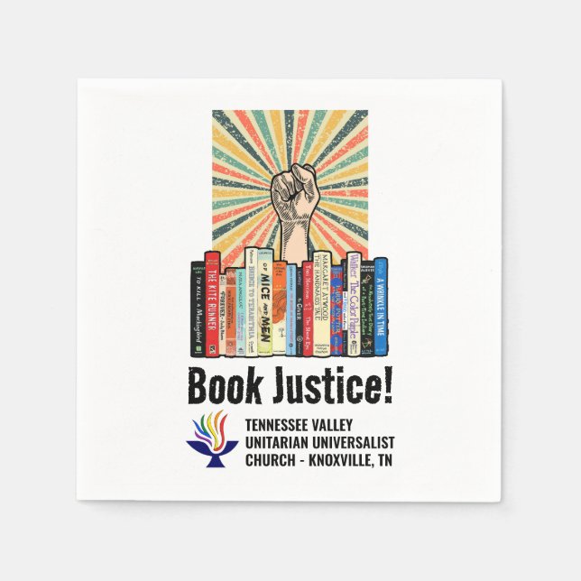 TVUUC - Book Justice!  Napkin (Front)