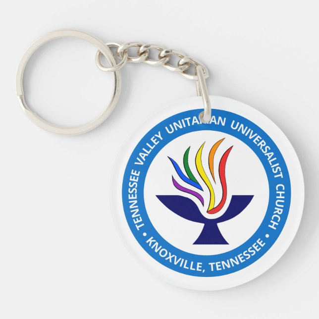 TVUUC Chalice Logo Medium Blue Circle Key Ring (Front)