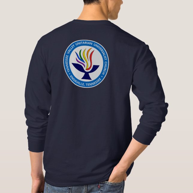 TVUUC Chalice Logo Medium Blue Circle T-Shirt (Back)