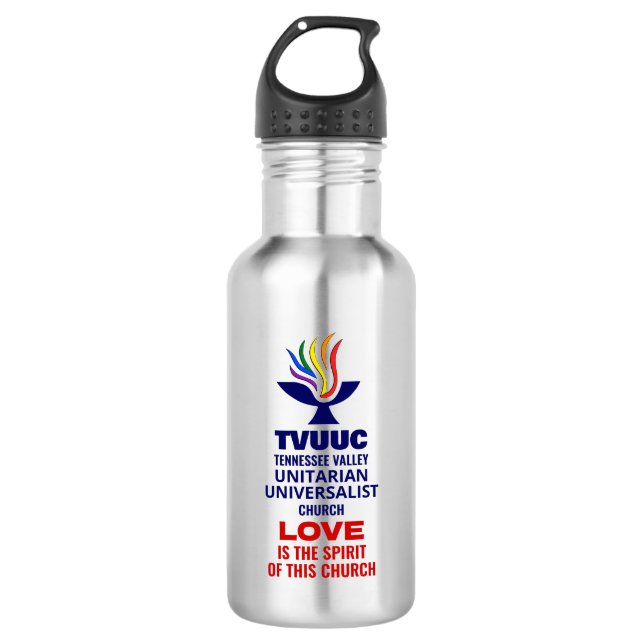 TVUUC Chalice Logo Symbol, Love is the Spirit 532 Ml Water Bottle (Front)