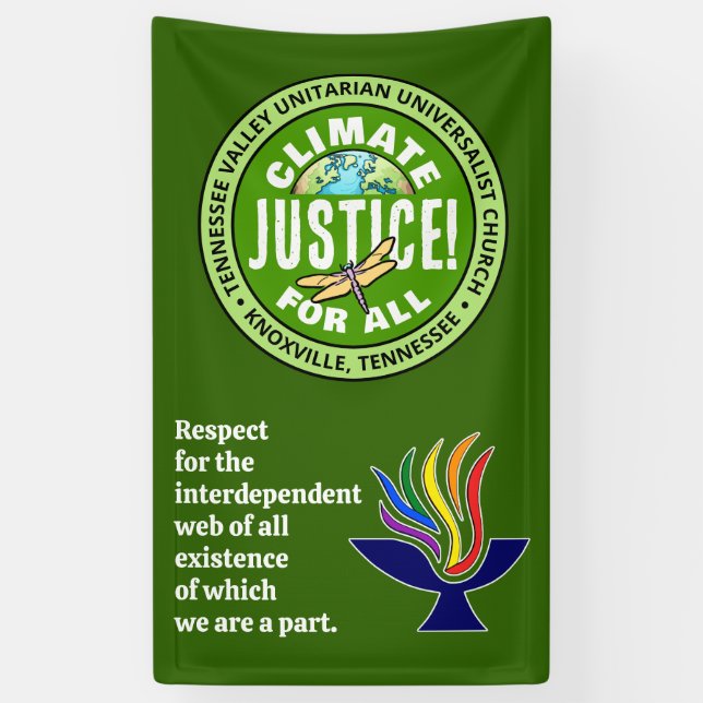 TVUUC Climate Justice! For All Banner (Vertical)