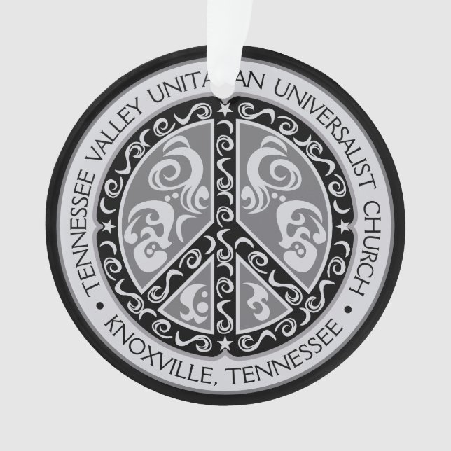 TVUUC Peace Sign Car Mirror Hanging Ornament (Front)