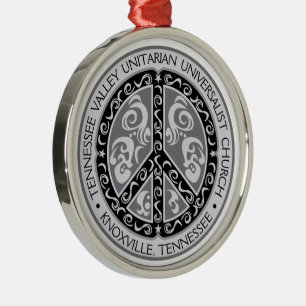 TVUUC - Peace Sign in Beautiful Black & White Metal Tree Decoration