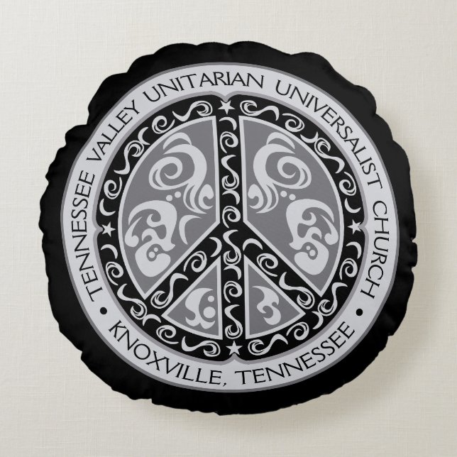 TVUUC Peace Sign Round Cushion (Front)