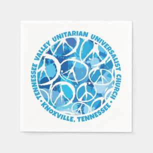 TVUUC Peace Signs in Shades of Blue Napkin