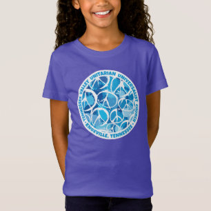 TVUUC Peace Signs in Shades of Blue T-Shirt