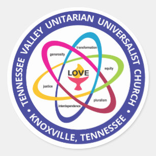 TVUUC Shared Values Atom Classic Round Sticker