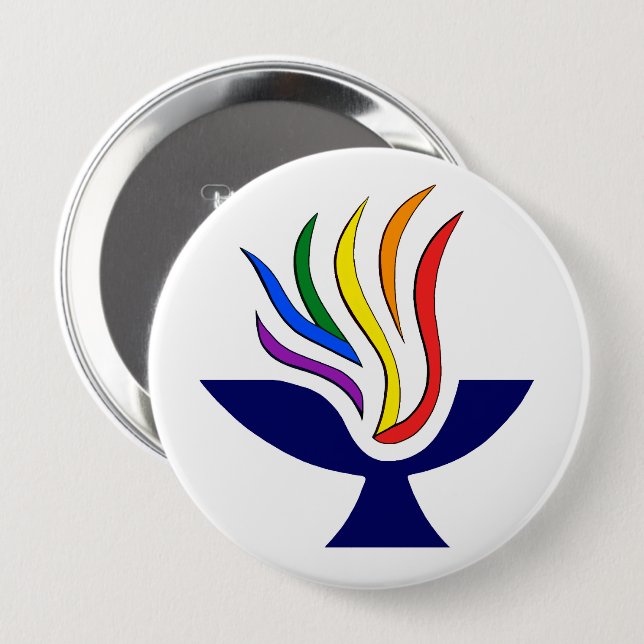 TVUUC Symbol Flaming Chalice Logo 10 Cm Round Badge (Front & Back)