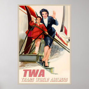 TWA Trans World Airlines New Retro Mid-Century Poster