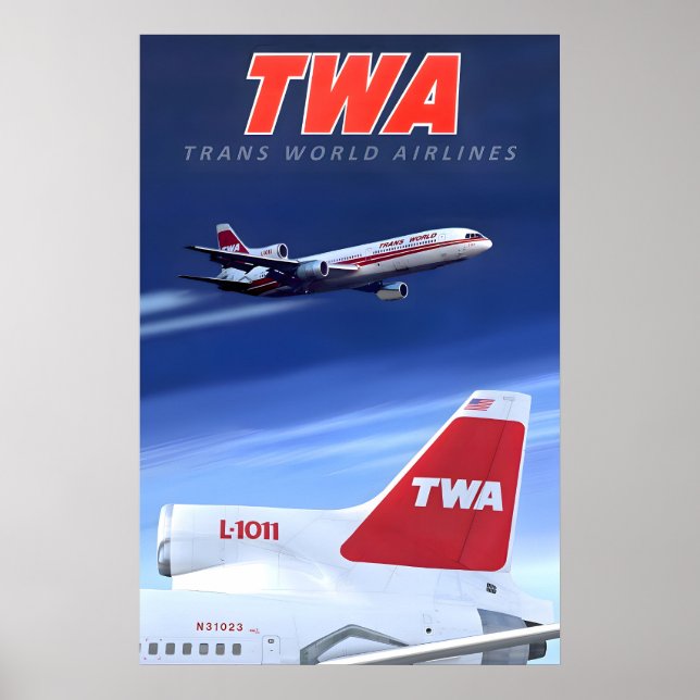TWA Trans World Airlines Travel Poster Lockheed (Front)