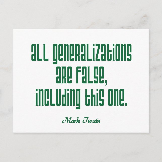 Twain on Generalisations Postcard (Front)