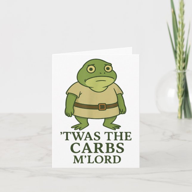 Twas The Carbs Mlord Funny Frog Meme Mediaeval  Card (Front)