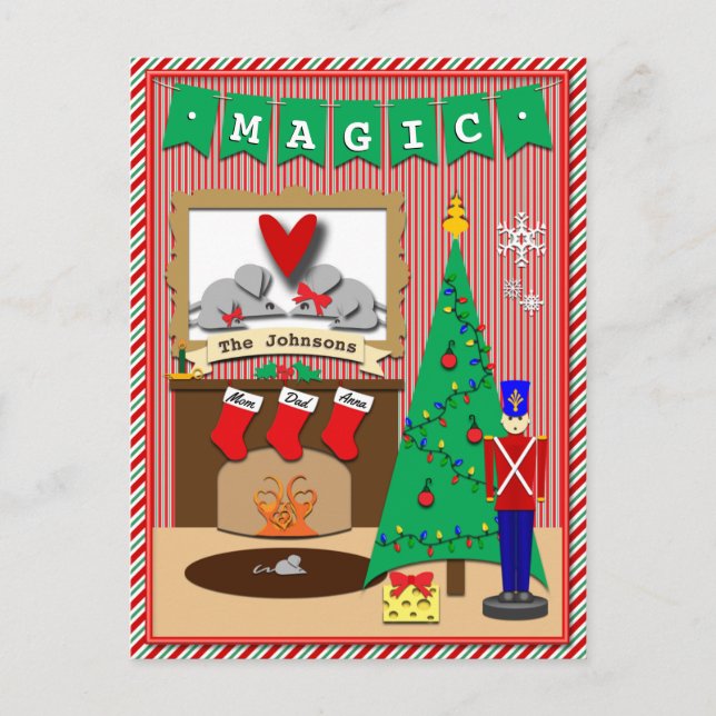 Twas the Night Before Christmas • 3 Stockings Holiday Postcard (Front)