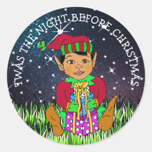 Twas the Night Before Christmas Elf Classic Round Sticker