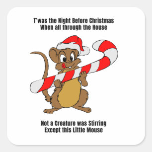 Twas the Night Before Christmas Mouse Square Sticker