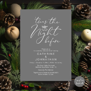 'Twas The Night Before Dark Grey Rehearsal Dinner Invitation