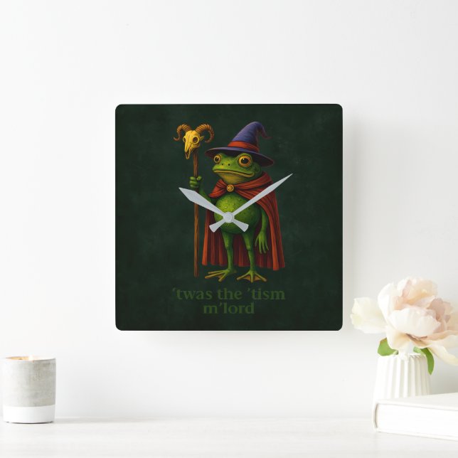 T'was The 'Tism M'Lord Frog Meme Autism Awareness Square Wall Clock (Home)