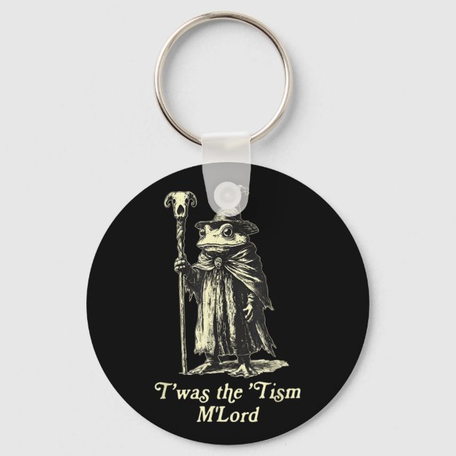 Twas The Tism Mlord Funny Frog Wizard Meme Autism  Key Ring (Front)