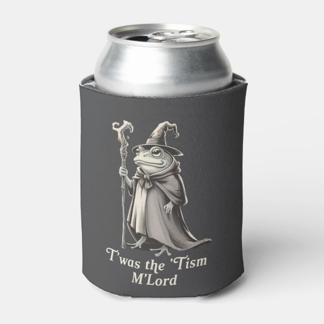 T'was The 'Tism M'lord Funny Frog Wizard Meme  Can Cooler (Can Front)