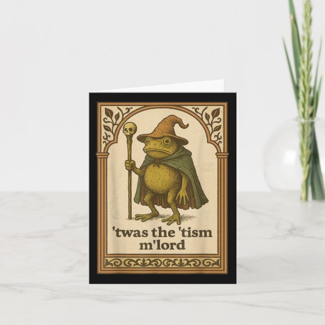 Twas The Tism Mlord Funny Wizard Frog Autism Shirt Card (Front)