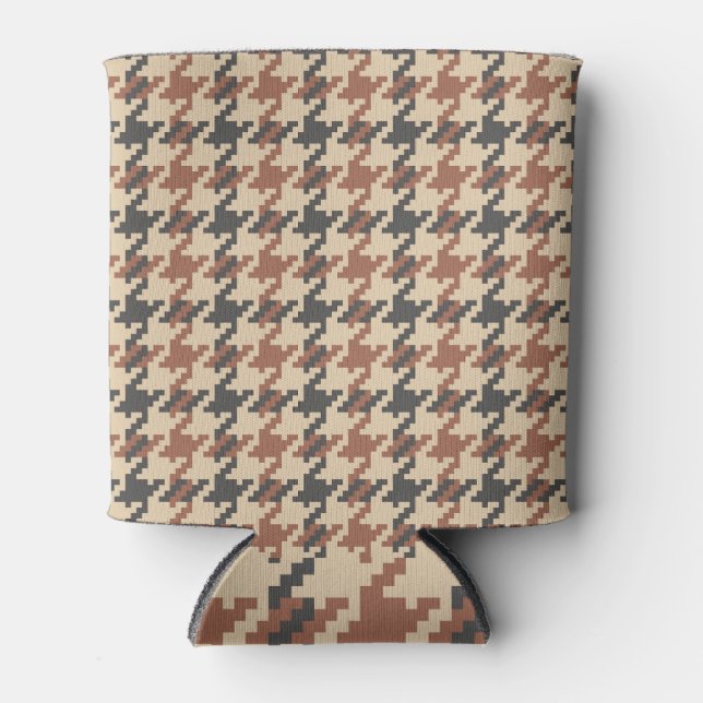 Tweed Goose Foot Vintage Pattern Can Cooler (Front)