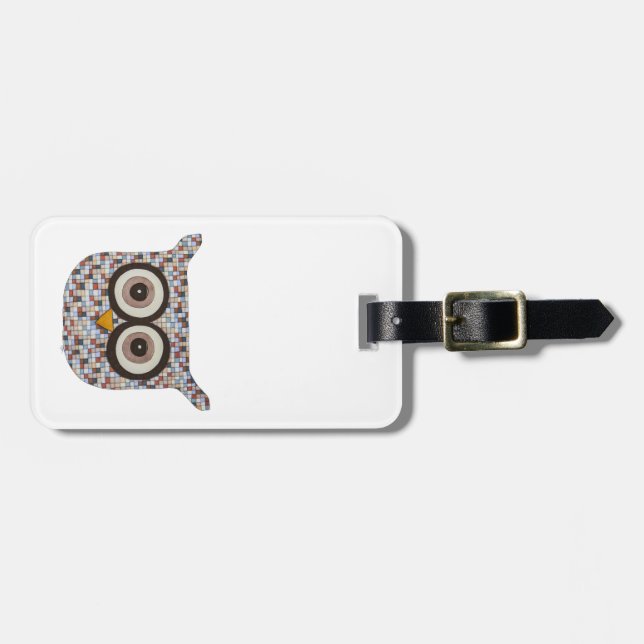 Tweed Owl Luggage Tag (Front Horizontal)