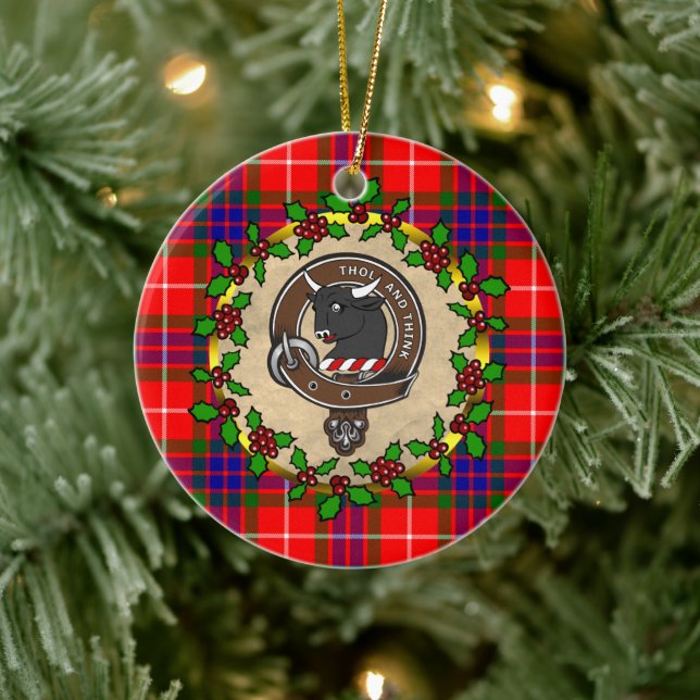 Tweedie Clan Badge & Tartan Personalised Christmas Ceramic Tree Decoration (Tree)