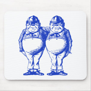 Tweedle Dee and Tweedle Dum Inked Blue Mouse Pad