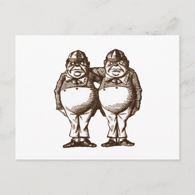 Tweedle Dee & Tweedle Dum Sepia Postcard (Front)