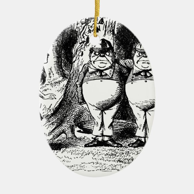 Tweedle Dum and Tweedle Dee Ceramic Tree Decoration (Front)