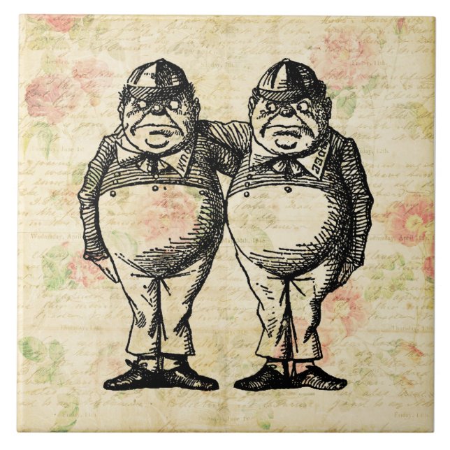 Tweedledee and Tweedledum Alice in Wonderland Tile (Front)