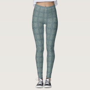 Tweedy Wool Aqua and Green Pattern Leggings