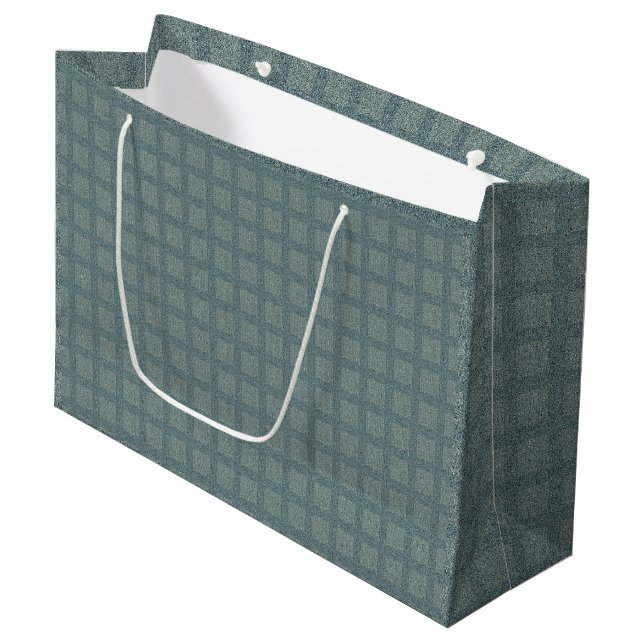 Tweedy Wool Grey and Sage Large Gift Bag (Front Angled)