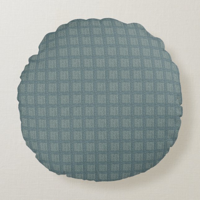 Tweedy Wool Grey and Sage Round Cushion (Front)