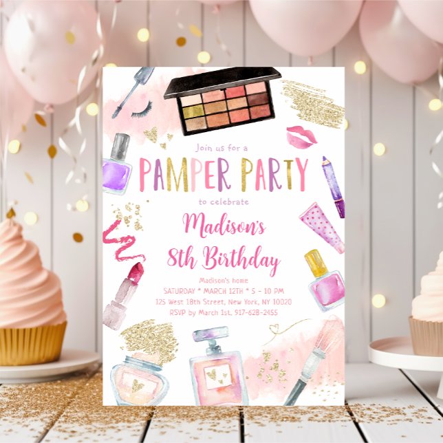 Tween Girl Pink Pamper Party Birthday Invitation (Creator Uploaded)