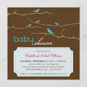 Tweet! Tweet! Baby Shower Invitation (aqua)