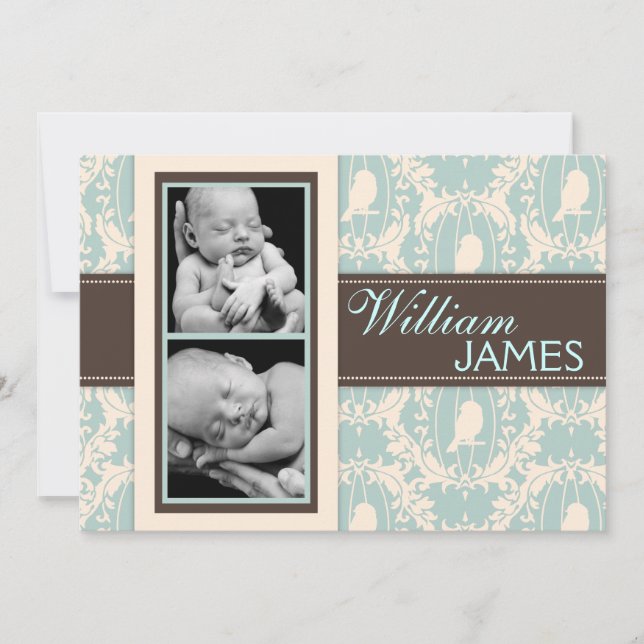 Tweet Tweet Boy Announcement Card (Front)