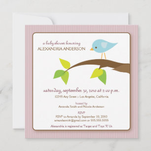 Tweet Tweet Custom Baby Shower Invitation (pink)