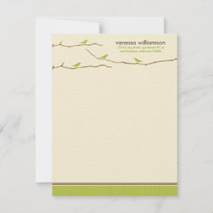 Tweet! Tweet! Custom Flat Note Cards (lime green)