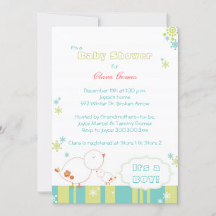 Tweet Tweet Winter Birds Baby Boy Shower Invitation
