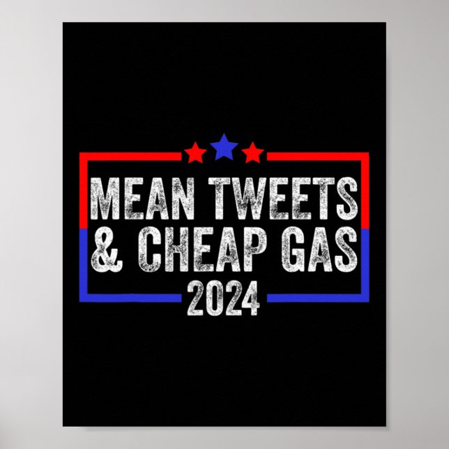 Tweets And Cheap Gas Funny 2024 Pro Trump  Poster (Front)