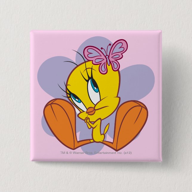 TWEETY™ and Butterfly 15 Cm Square Badge (Front)