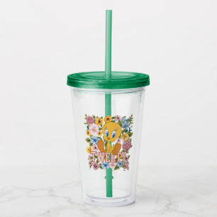 TWEETY™ Floral Embroidery Graphic Acrylic Tumbler