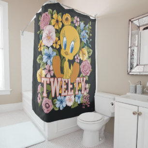 TWEETY™ Floral Embroidery Graphic Shower Curtain