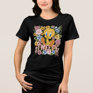 TWEETY™ Floral Embroidery Graphic Tri-Blend Shirt